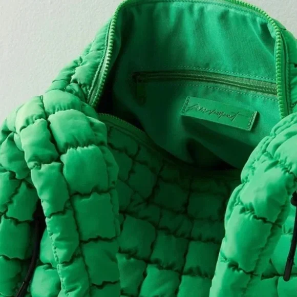 π Free People Quilted Carryall Bag Kelly Green - Factory Sealed - Picture 3 of 7